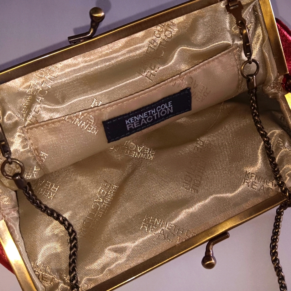 Kenneth Cole Reaction Red Cracked Leather Evening Bag